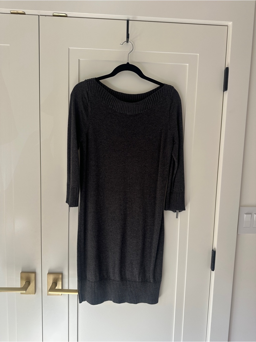 MICHAEL Michael Kors Charcoal Grey Knit Sweater Shift Dress Size M